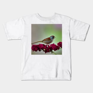 Beautiful Sparrow Flowered Branch Kids T-Shirt